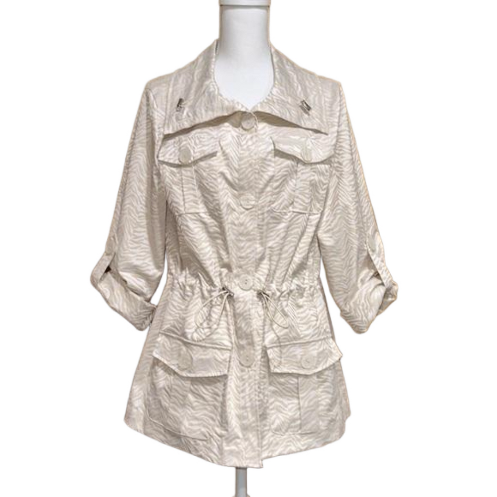 Erin London Zebra Print Utility Jacket Size Large - EUC